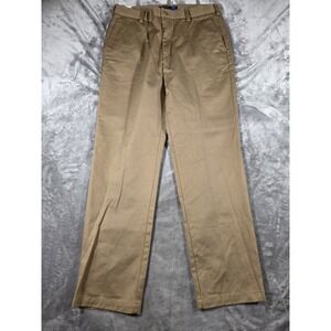 NWT IZOD American Chino Pants 32x32 Cotton English Khaki Flat Front Non Iron